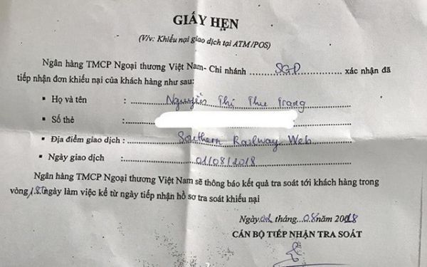 Thẻ VISA, Vietcombank, sự cố ngân hàng, Visa debit Vietcombank