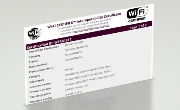 Galaxy A50 đạt chứng nhận Wi-Fi certified