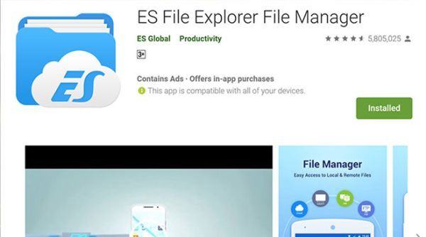 Ứng dụng quản lý tập tin ES File Explorer gặp lỗi lộ dữ liệu
