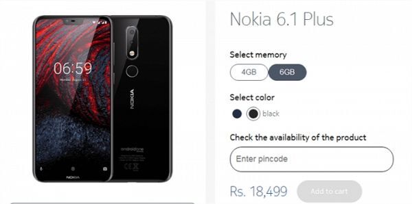 Nokia 6.1 Plus phiên bản RAM 6 GB được bán ra tại Ấn Độ