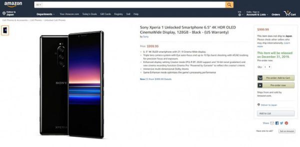 Amazon chào bán Sony Xperia 1 được bán với giá đến 1.000 USD
