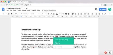 Google Docs phổ biến trình kiểm tra ngữ pháp dựa trên AI
