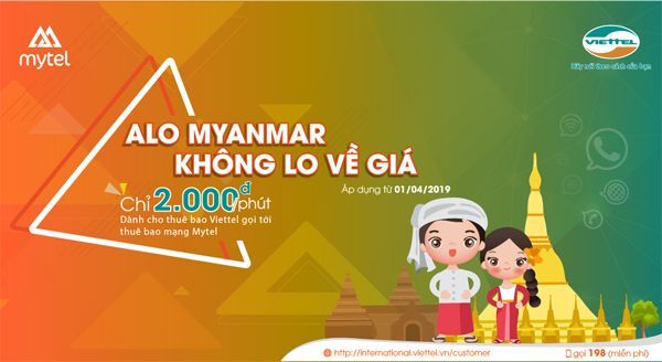 Viettel giảm 67% giá cước gọi Quốc tế đến Myanmar