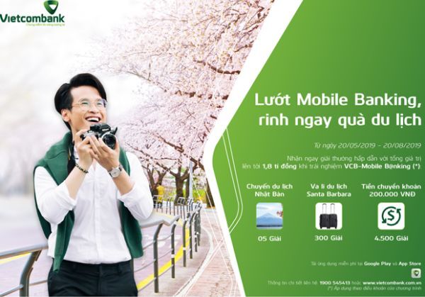 Vietcombank triển khai chương trình lướt Mobile B@nking – rinh ngay quà du lịch