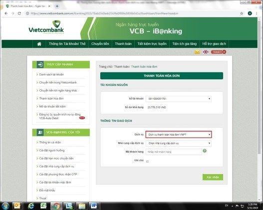 Vietcombank triển khai thanh toán hóa đơn cước viễn thông VNPT
