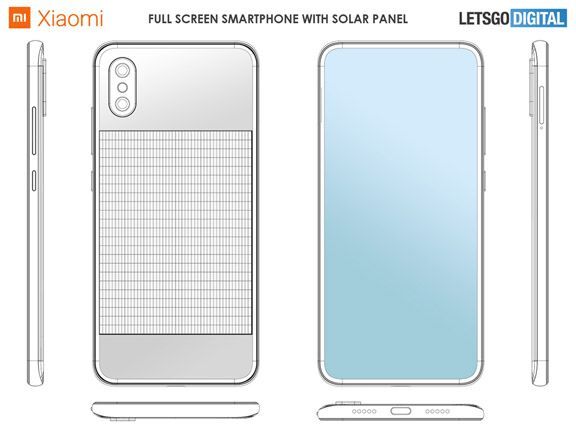 Xiaomi đăg ký bằng sáng chế mẫu smartphone chạy năng lượng mặt trời