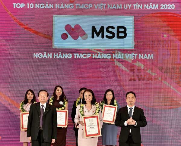MSB vào top 10 ngân hàng TMCP tư nhân uy tín nhất Việt Nam 2020