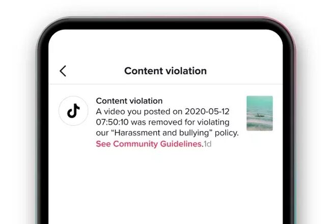 TikTok sẽ cho người dùng biết lý do video bị xóa