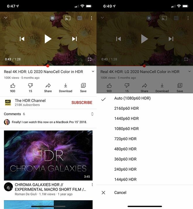 Ứng dụng YouTube thêm hỗ trợ HDR cho dòng iPhone 12