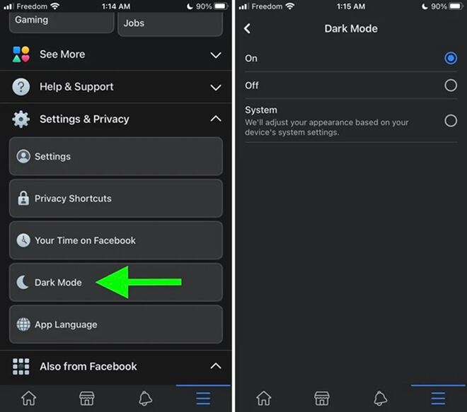 Ứng dụng Facebook iOS đã hỗ trợ Dark Mode