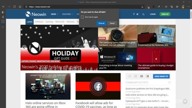 Microsoft Edge sẽ cảnh báo người dùng khi đóng nhiều tab