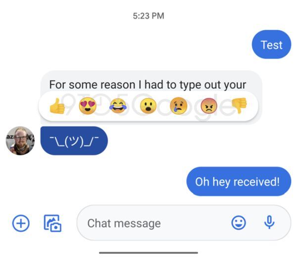 Google Message sẽ có reaction tin nhắn trong tương lai