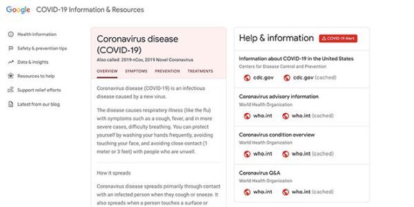 Trang web chuyên Covid-19 của Google chính thức đi vào hoạt động