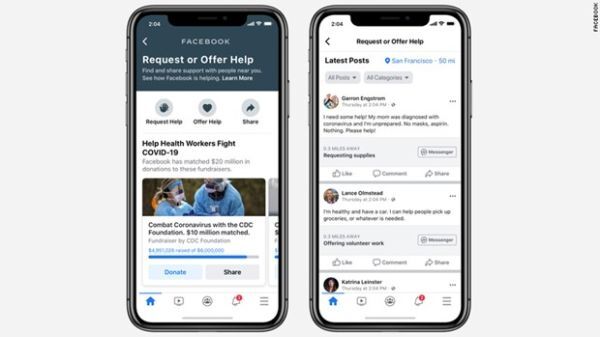 Giao diện tính năng Trợ giúp cộng đồng mới của Facebook. 