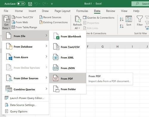 Excel thêm tính năng nhập dữ liệu từ tệp PDF