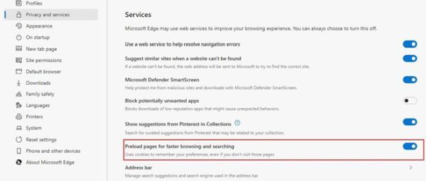 Microsoft Edge hỗ trợ tính năng tải trước trang web