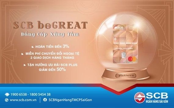 SCB ra mắt thẻ thanh toán SCB beGREAT với nhiều tính năng, tiện ích vượt trội