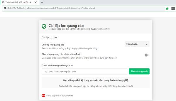 quảng cáo trực tuyến, Cốc Cốc, Adblock Plus, loại bỏ các quảng cáo xấu, lọc quảng cáo, 