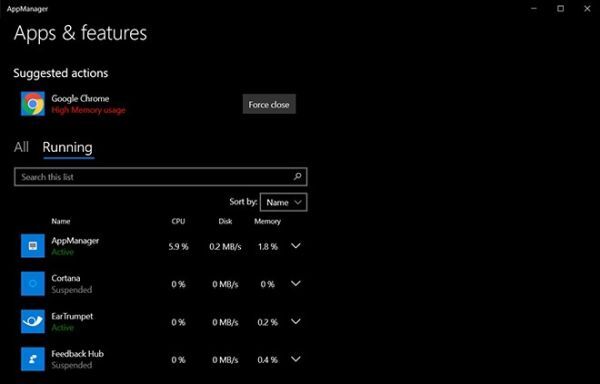 Windows 10 thêm tính năng xác định ứng dụng ngốn RAM