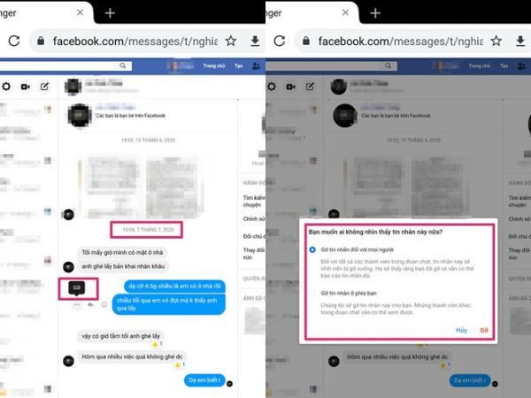 Facebook cho gỡ tin nhắn đã gửi đi mọi thời điểm