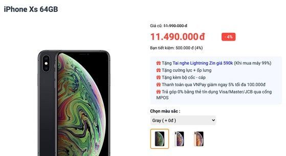iPhone XS 64 GB giảm giá chỉ còn 11,4 triệu đồng