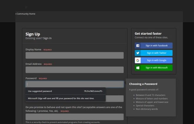 Microsoft Edge có khả năng tạo mật khẩu duy nhất cho người dùng