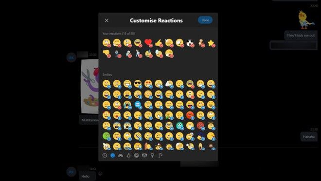 Skype 8.64 hỗ trợ khả năng tùy chỉnh phản ứng tin nhắn
