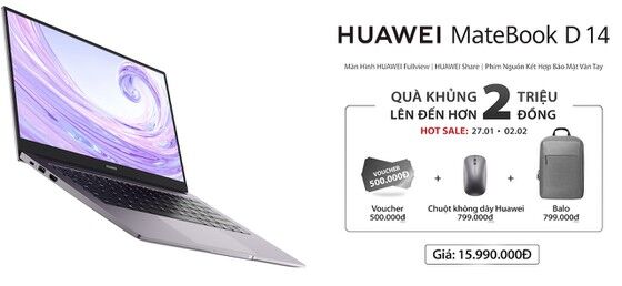 Huawei MateBook D 14 lên kệ tại Việt Nam với giá gần 16 triệu đồng ​