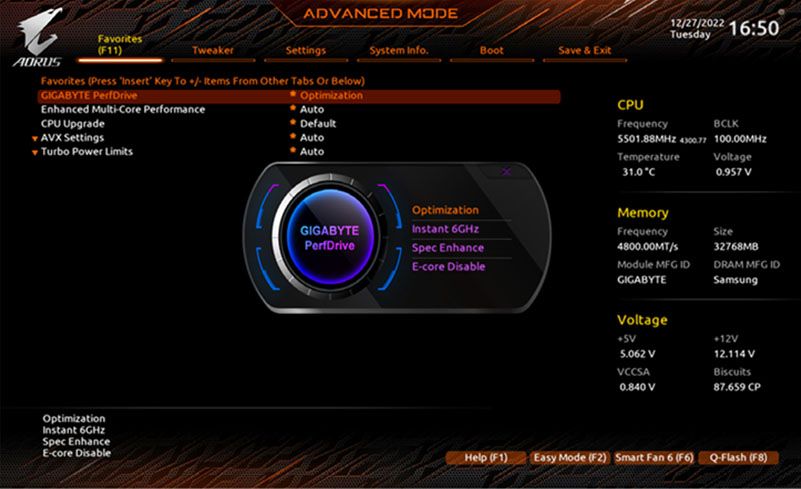GIGABYTE PerfDrive - giải phóng sức mạnh bộ xử lý Intel Core thế hệ thứ 13 trên nền tảng Intel 70