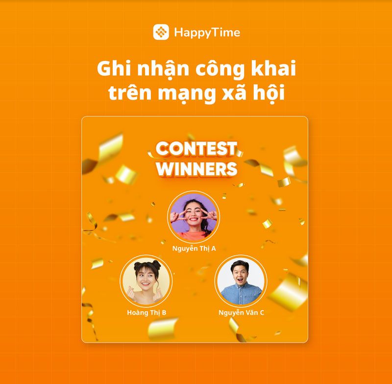 Ghi nhận, khen thưởng nhân viên kịp thời với bảng tin HappyTime