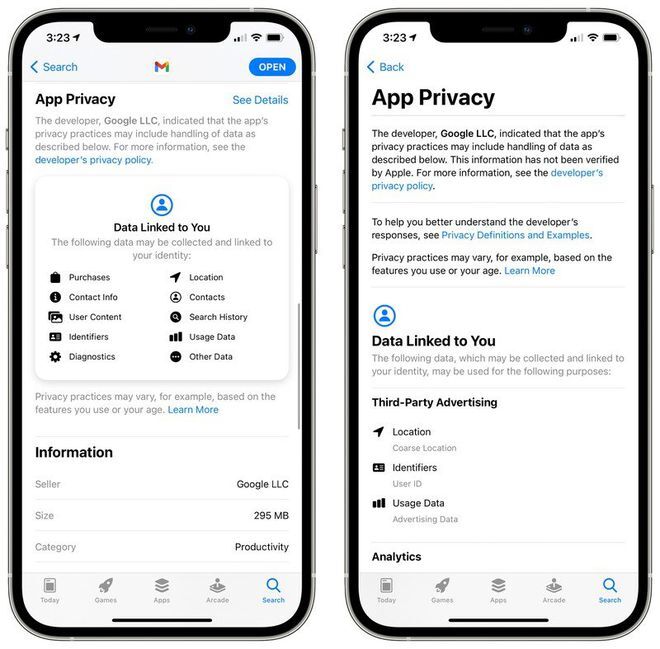 Google thêm nhãn App Privacy cho Gmail