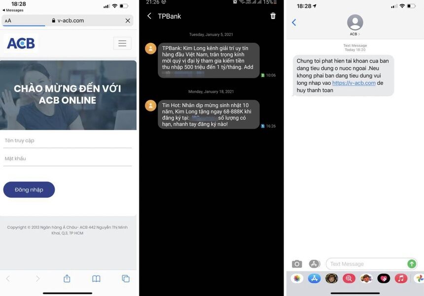 SMS giả ngân hàng ở Việt Nam có thể đến từ web ngầm