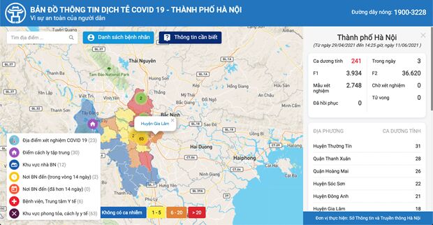 Hà Nội ra mắt Bản đồ thông tin dịch tễ phục vụ phòng chống COVID-19