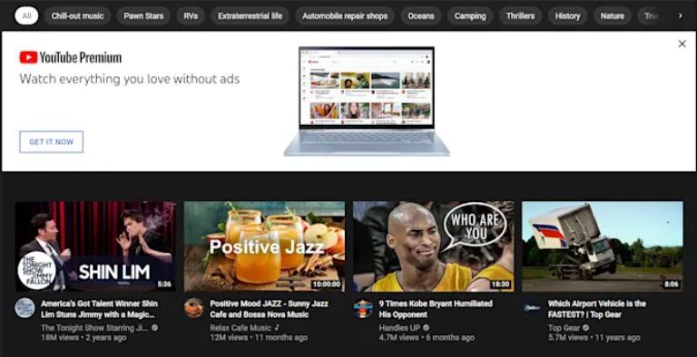 YouTube cấm quảng cáo bầu cử và cờ bạc ở đầu trang chủ