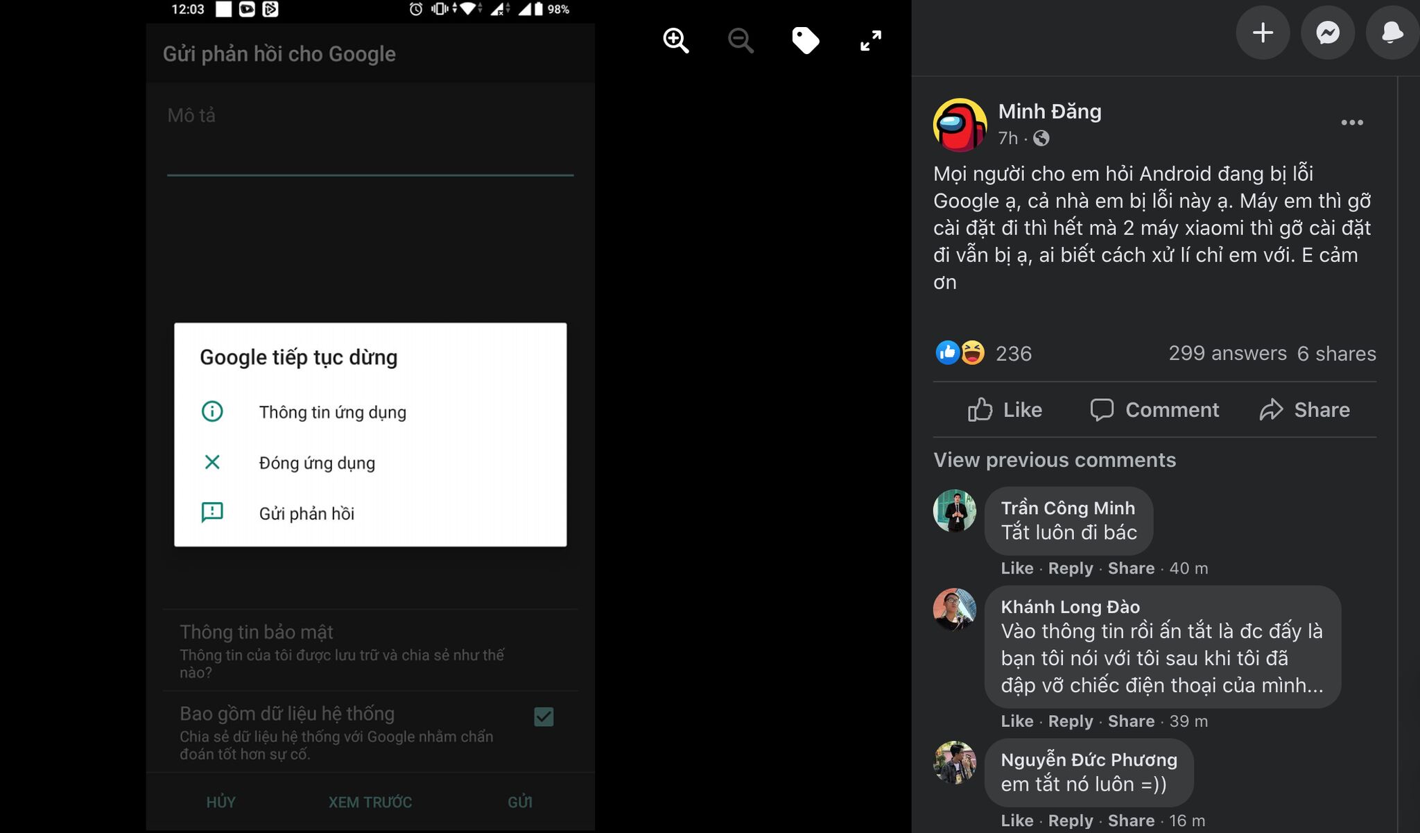 Điện thoại Android đồng loạt gặp lỗi dừng ứng dụng Google