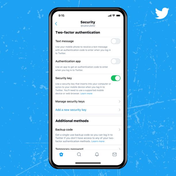 Twitter cho xác minh 2 bước bằng khóa bảo mật vật lý