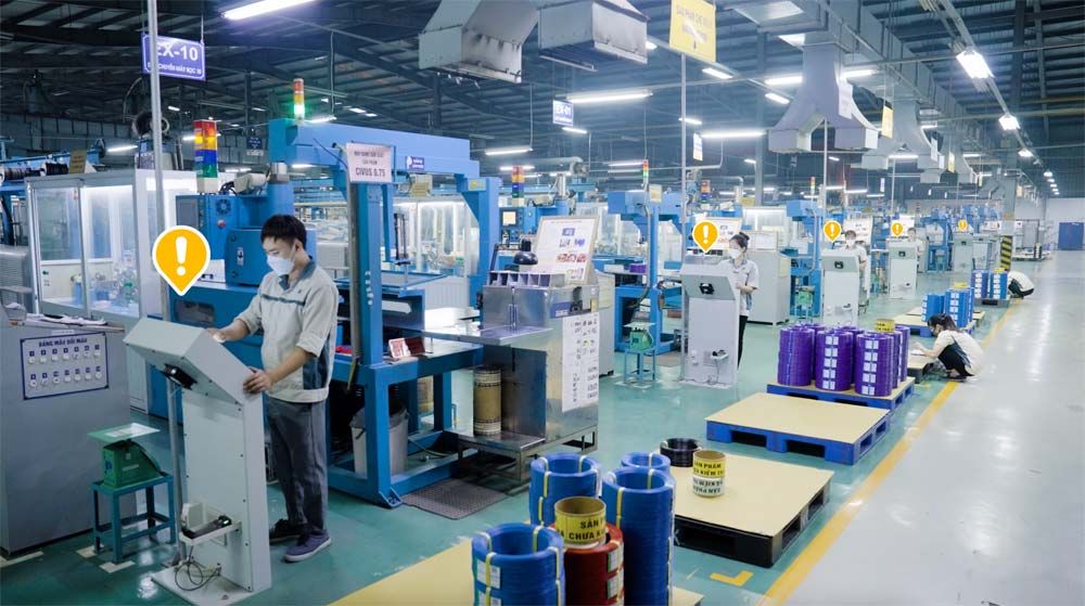 Dây chuyền sản xuất thông minh tại của Nhà máy sản xuất Dây điện và Cáp điện hạ thế mang thương hiệu Goldcup thuộc Ngọc Khánh Group, ứng dụng giải pháp chuyển đổi số của ITG