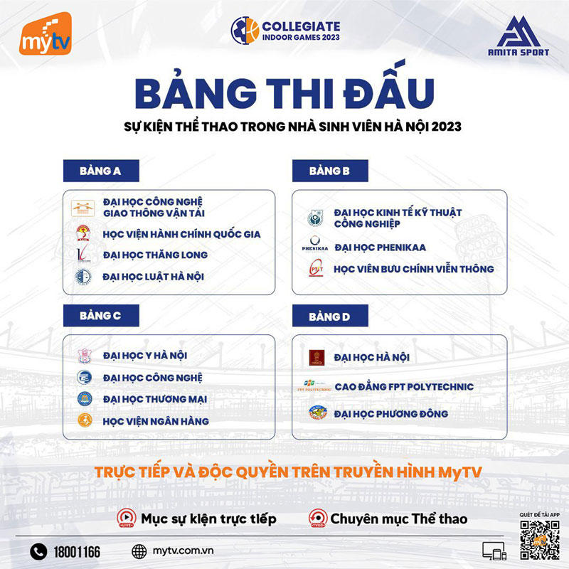 MyTV độc quyền phát trực tiếp giải đấu Collegiate Indoor Games 2023