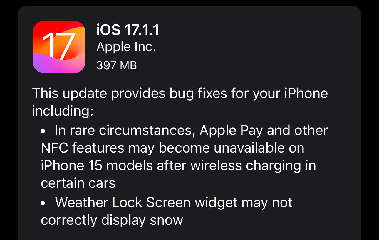 iOS 17.1.1 sửa lỗi phát sinh của sạc iPhone 15