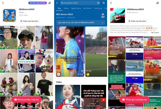 Hashtag SEAGames2023 vượt 16 tỉ lượt xem trên TikTok