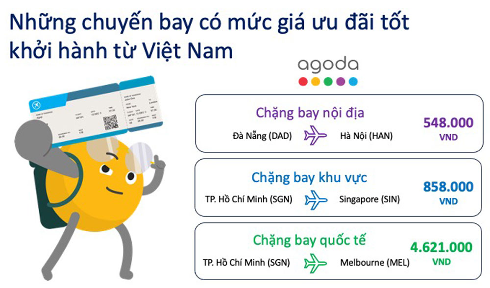 Agoda "mách nhỏ" giá vé máy bay rẻ nhất trên app