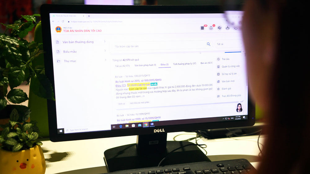 Trợ lý ảo pháp luật được đưa vào phục vụ thử nghiệm Hệ thống Tòa án