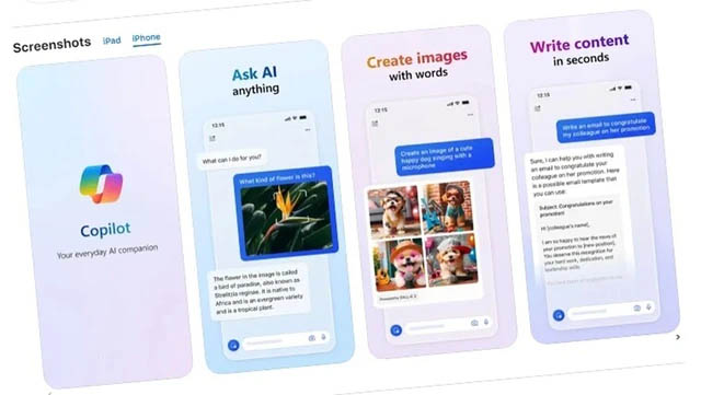 Microsoft phát hành miễn phí ứng dụng Copilot đến iOS