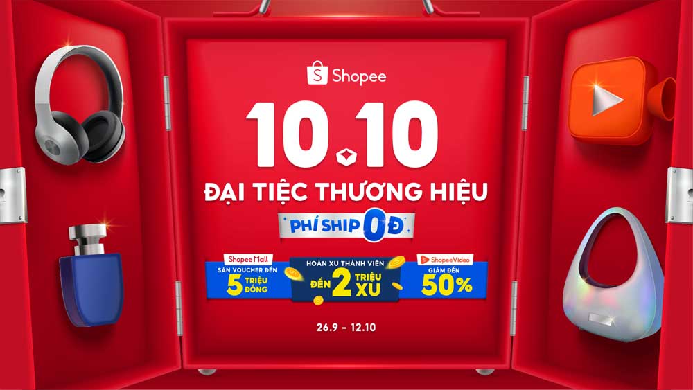 Shopee tung nhiều ưu đãi hấp dẫn tại “10.10 Đại Tiệc Thương Hiệu”