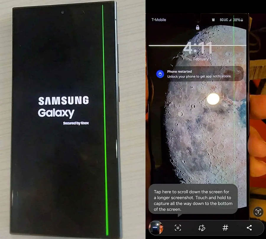 Galaxy S24 Ultra gặp lỗi sọc xanh màn hình