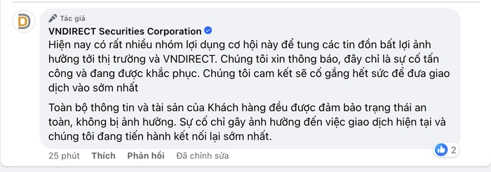 VNDIRECT bị tấn công: Website và app giao dịch đều bị đánh ‘sập’