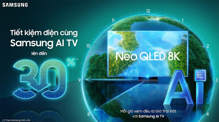 Samsung AI TV: Mỗi giờ xem đều là giờ Trái Đất nhờ tính năng AI Energy