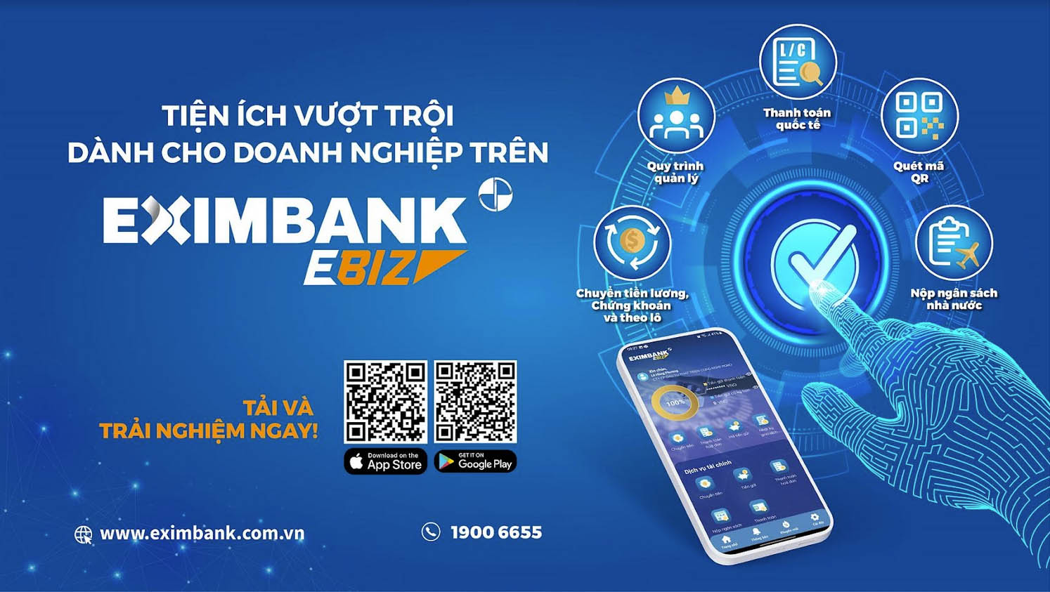 Mobile Banking Eximbank EBiz dành cho doanh nghiệp: quản lý tài chính mọi lúc mọi nơi