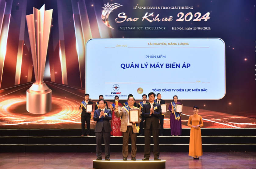 EVNNPC vinh dự đạt Giải thưởng Sao Khuê 2024 cho Phần mềm Quản lý máy biến áp