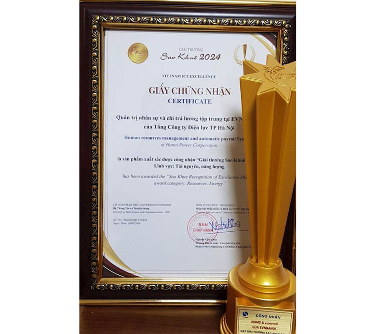 Giải thưởng Sao Khuê 2024 là động lực để EVNHANOI tạo ra nhiều sản phẩm công nghệ, chuyển đổi số mang lại lợi ích cho khách hàng và doanh nghiệp